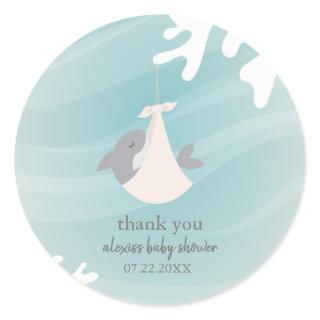 Sweet Baby Shark Baby Shower Thank You 3” Classic Round Sticker