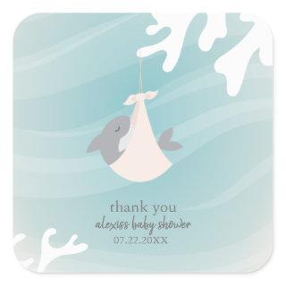 Sweet Baby Shark Baby Shower Thank You Square Sticker