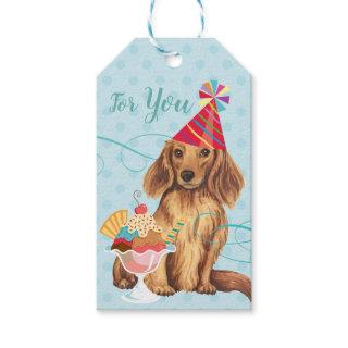 Sweet Birthday Longhaired Dachshund Gift Tags