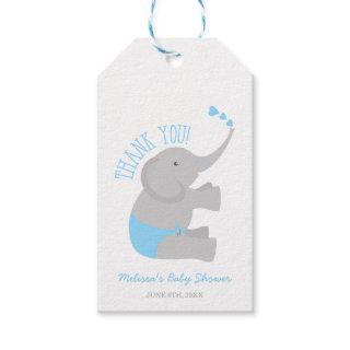 Sweet Blue Gray Elephant Baby Shower Gift Tags
