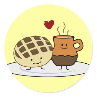 Sweet Bread Hot Chocolate Pan dulce Mexican concha Classic Round Sticker