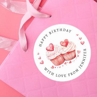 Sweet cupcakes Happy Birthday Classic Round Sticker