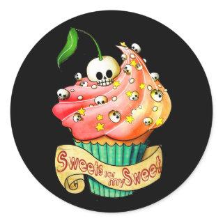 Sweet & Deadly  Skull Cupcake Classic Round Sticker