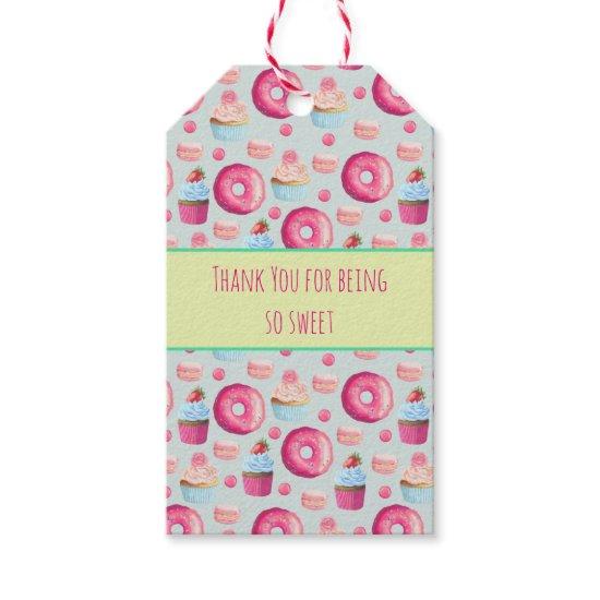 Sweet Donuts Macarons And Cupcakes Thank You Gift Tags