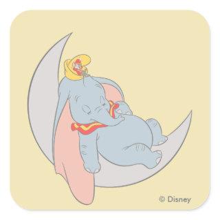 Sweet Dumbo and Timothy Sleeping Square Sticker