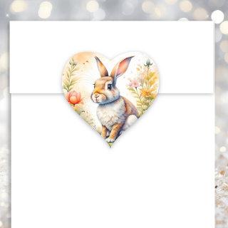 Sweet Easter Blessings Vintage Bunny Rabbit  Heart Sticker