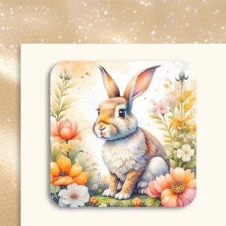 Sweet Easter Blessings Vintage Bunny Rabbit  Square Sticker
