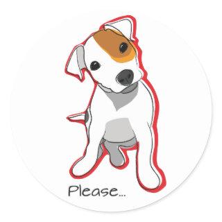 Sweet Jack Russell Puppy "Please" Sticker