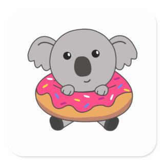 Sweet Koala Koalas Loaf Donut Sprinkles Pink Square Sticker