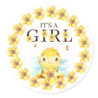 Sweet Little Honey Bee It' a Girl Favor  Classic Round Sticker
