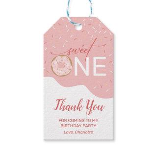 Sweet One Donut Girl's 1st Birthday Thank You Gift Tags