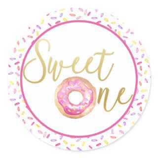 Sweet One Donut Theme Birthday Party Sticker