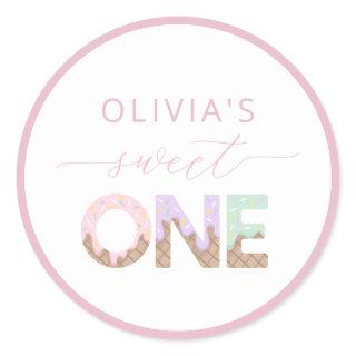 Sweet One Ice Cream Birthday Favor Sticker