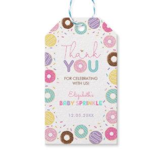 Sweet Rainbow Donuts Baby Sprinkle Thank You Gift Tags
