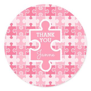 Sweet Shade of Pink Puzzles Classic Round Sticker