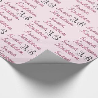 Sweet Sixteen in Pink with Number 16 on Light Pink