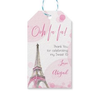 Sweet Sixteen Pink Paris Eiffel Tower Thank You Gift Tags