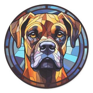 Sweet Stained Glass Boxer Dog Classic Round Sticker