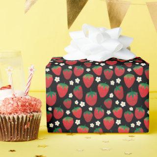 Sweet Strawberry Pattern on Black