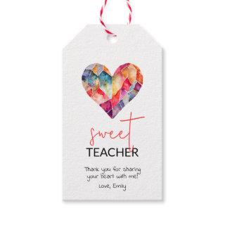 Sweet teacher treat with watercolor diamond heart gift tags