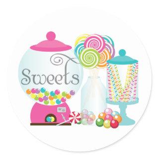 Sweets for Dessert Table Treats Bubblegum Rainbow Classic Round Sticker