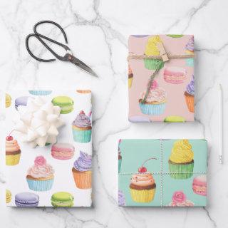 Sweets pattern cupcakes and macaroons  sheets
