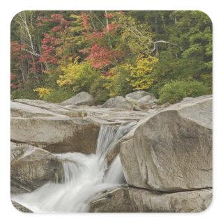 Swift River cascading through rocks, White Square Sticker