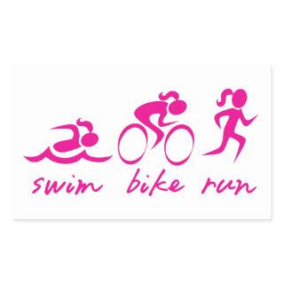 Swim Bike Run Tri Girl Rectangular Sticker