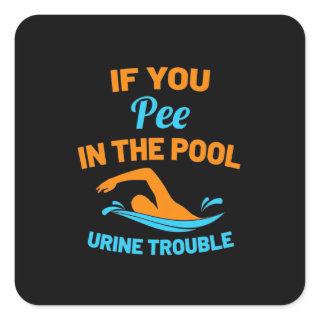 Swimmer Pee In The Pool Square Sticker