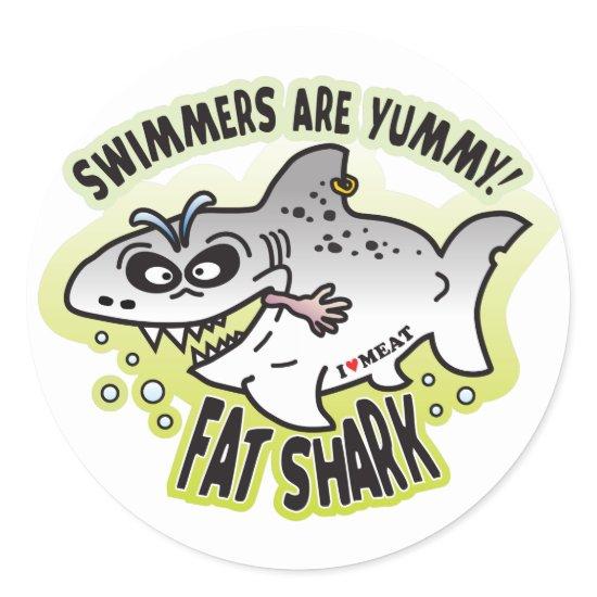 Swimmers Fat Shark Classic Round Sticker