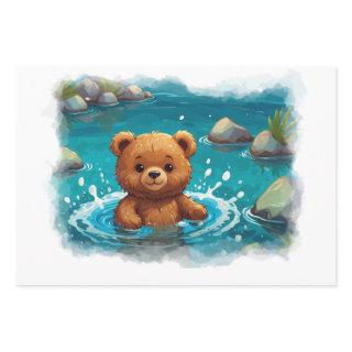 Swimming Baby Teddy Bear Cartoon Design for Kids  Sheets