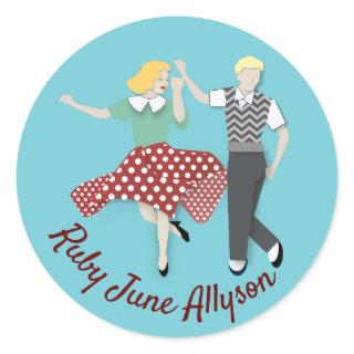 Swing Dance Couple Classic Round Sticker