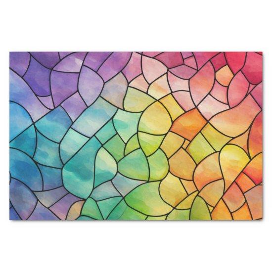 Swirl Tiles Rainbow Glass Decoupage Tissue Paper