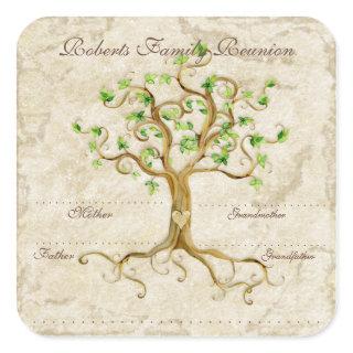 Swirl Tree Roots Antiqued Family Reunion Name Tags