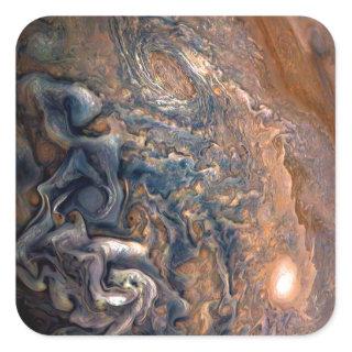 Swirling Clouds of Planet Jupiter Close Up Square Sticker