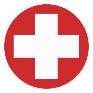 Swiss Red Cross Emergency Roundell Classic Round Sticker