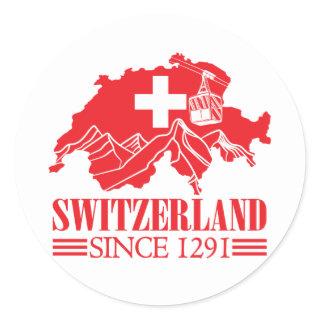 Switzerland Map Flag Since 1291 Mountains Classic Round Sticker