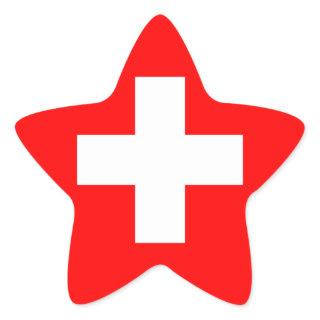 Switzerland National Flag Star Sticker