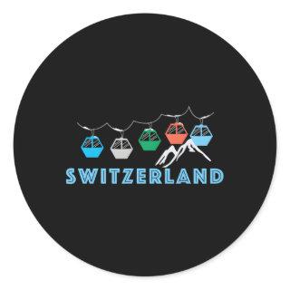 Switzerland Ski Mountain Gondola Switzerland Classic Round Sticker