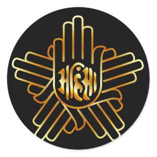 Symbol of Jainism in gold Classic Round Sticker
