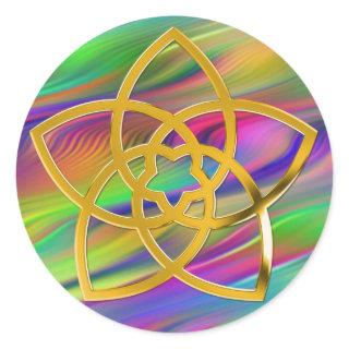 Symbol Venus Flower / GOLD | coloured waves Classic Round Sticker
