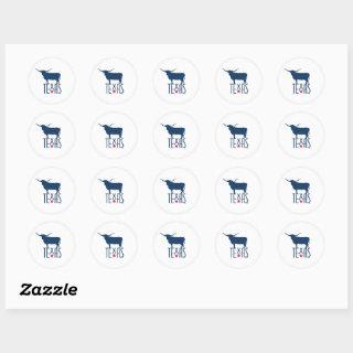 Symbols of Texas, Longhorn, navy Classic Round Sticker