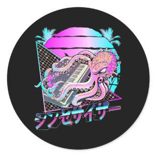 Synthesizer Octopus Vaporwave Kraken Analog Synth Classic Round Sticker