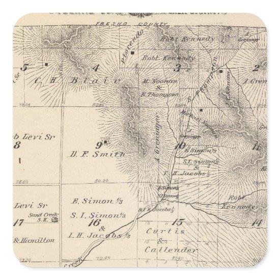 T15S R25E Tulare County Section Map Square Sticker