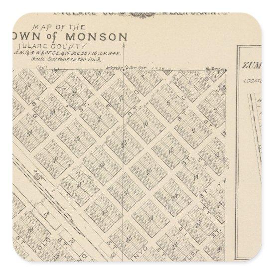 T16S R24E Tulare County Section Map Square Sticker