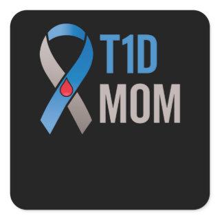 T1d Mom  Mother With Type 1 Diabetes Awareness Square Sticker