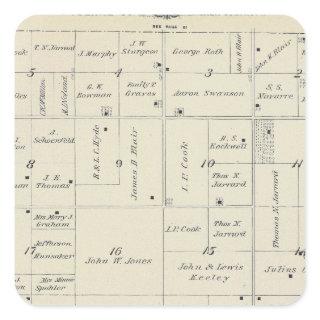 T20S R26E Tulare County Section Map Square Sticker