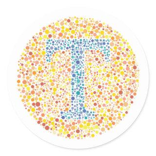 “T” Eye Test Letter Classic Round Sticker