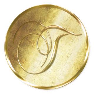 T Monogram Faux Gold Envelope Seal Stickers