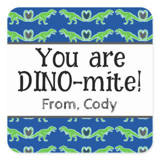 T Rex Boys Dinosaur Valentines Day Square Sticker